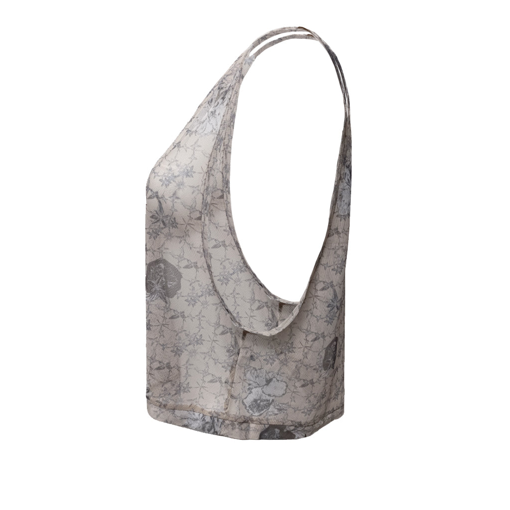 Top en malla beige