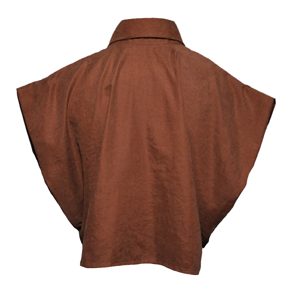 Top cuello lazo café
