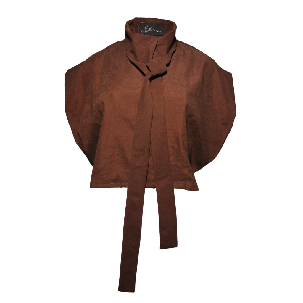 Top cuello lazo café