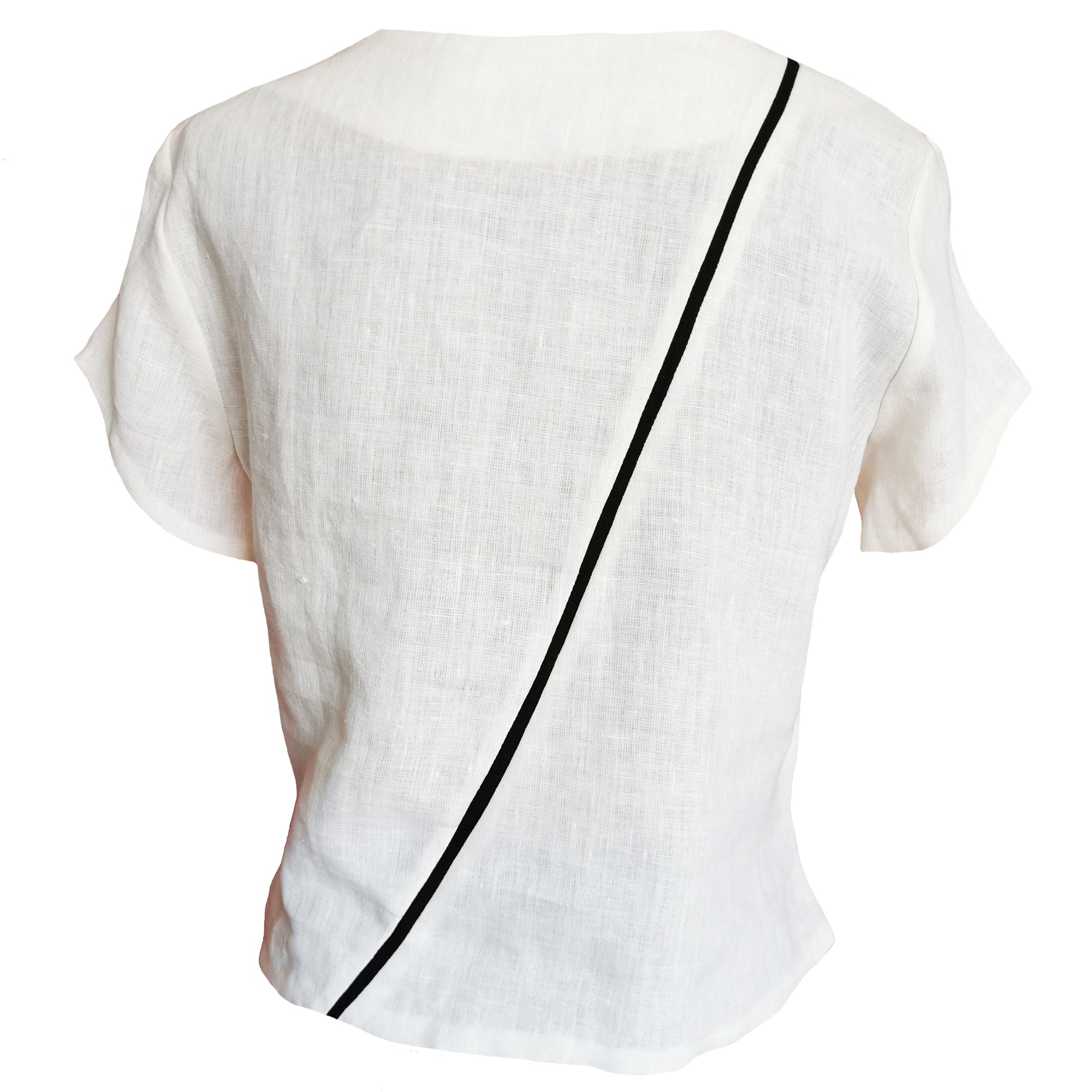 Top de lino cuello redondo bordado