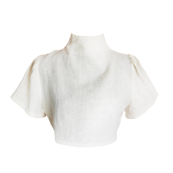 Crop top de lino bordado a mano
