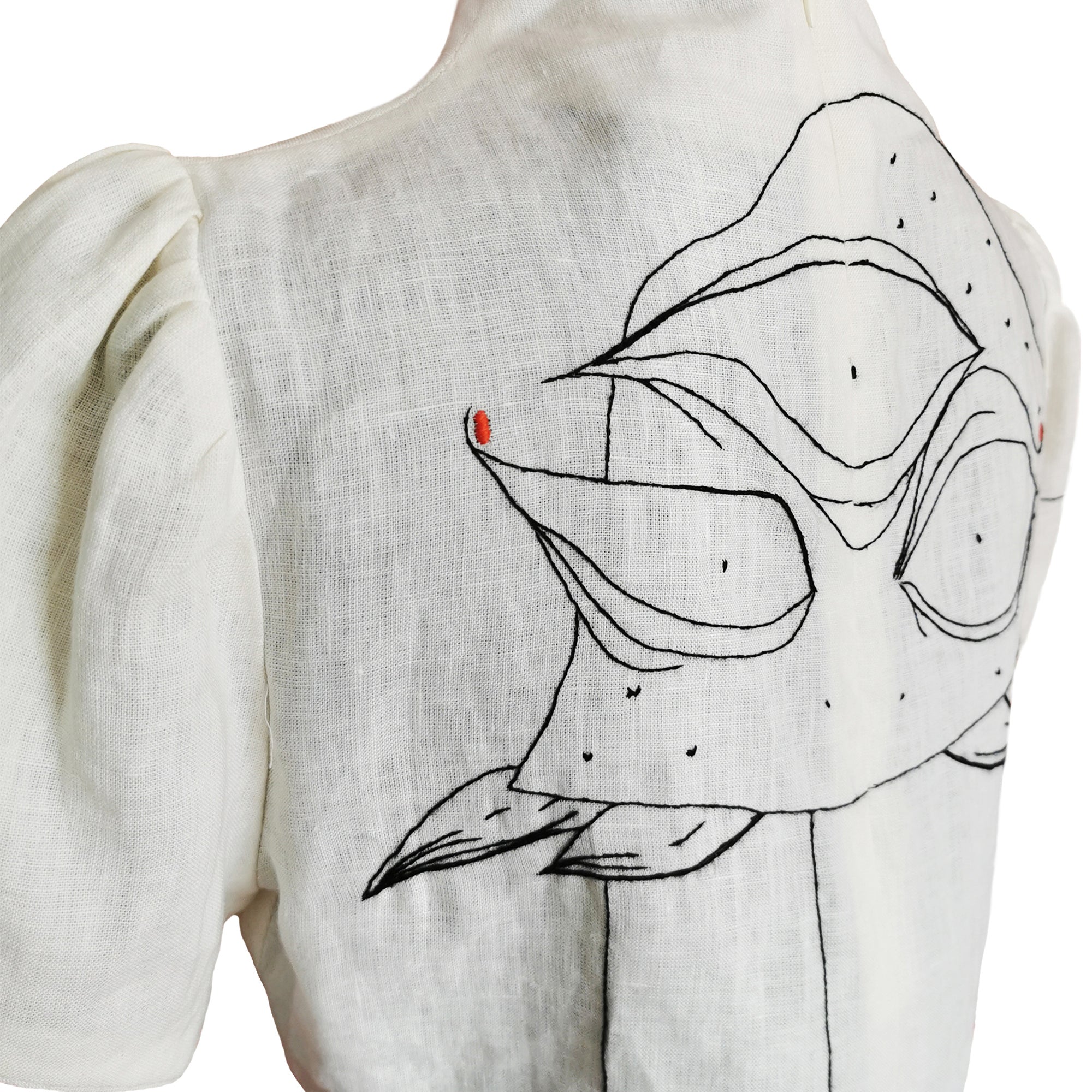 Crop top de lino bordado a mano