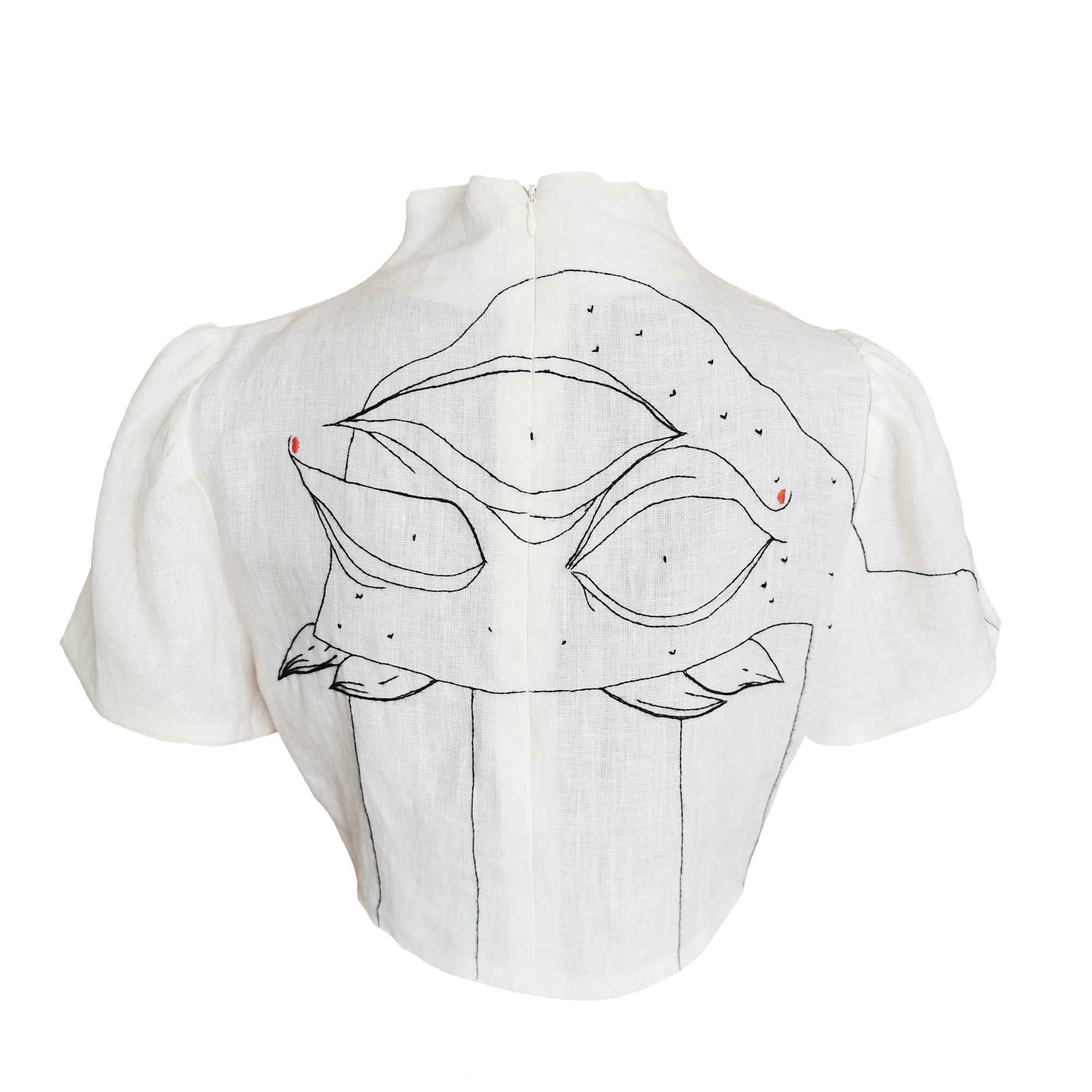 Crop top de lino bordado a mano