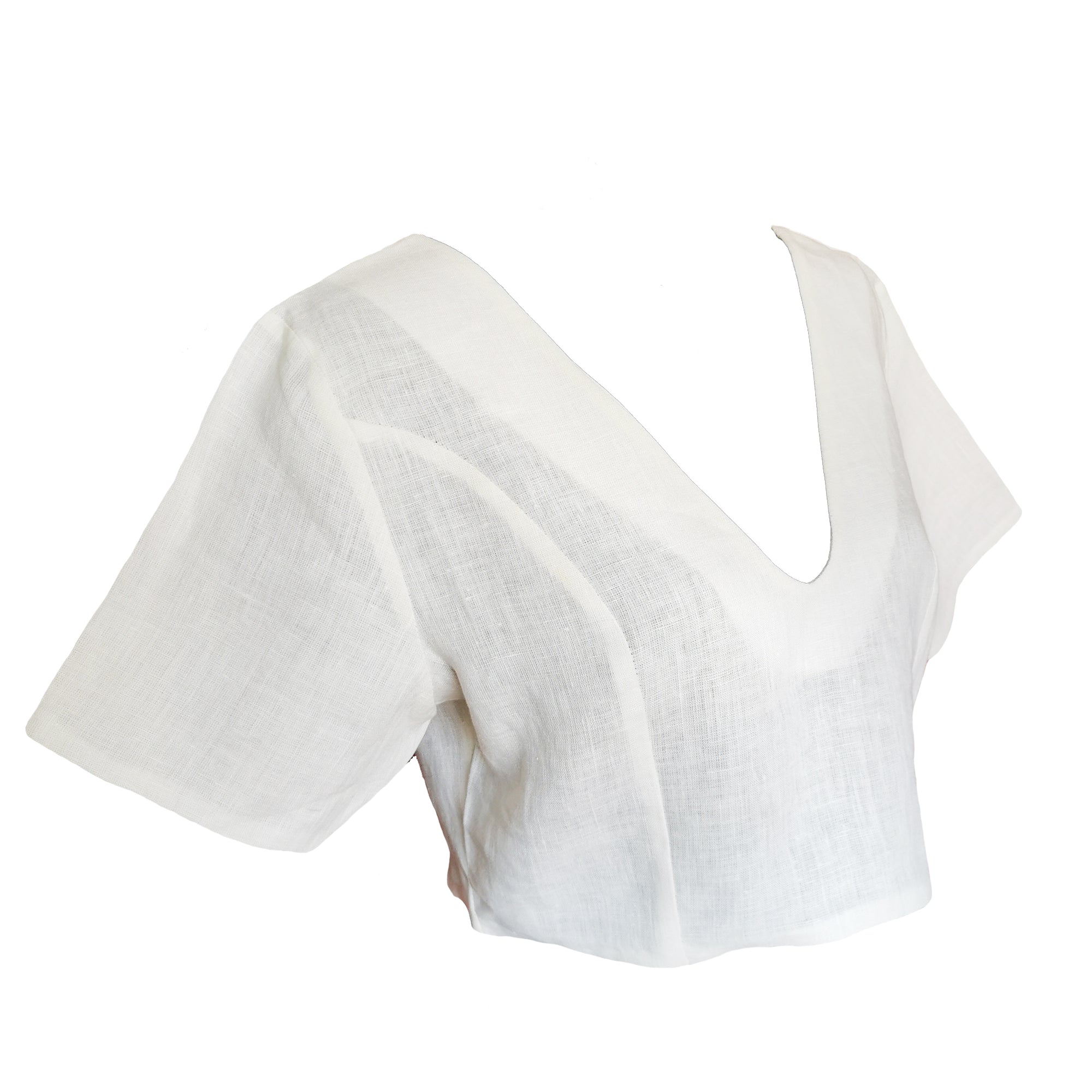 Crop top de lino cuello en V