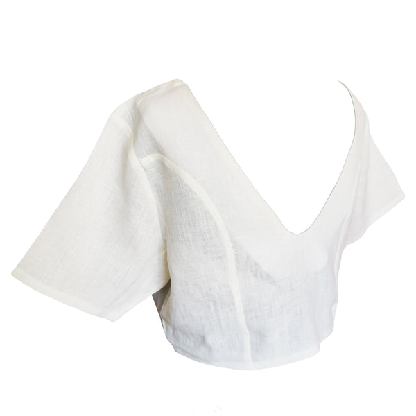 Crop top de lino cuello en V