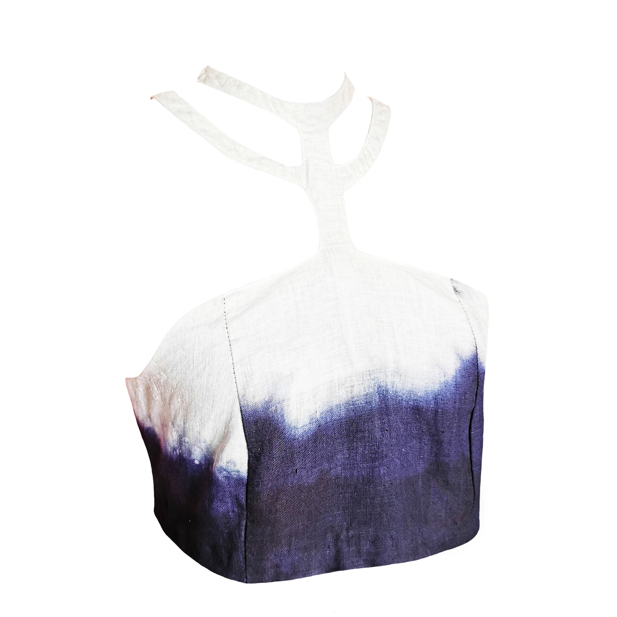 Crop top de lino cuello halter teñido