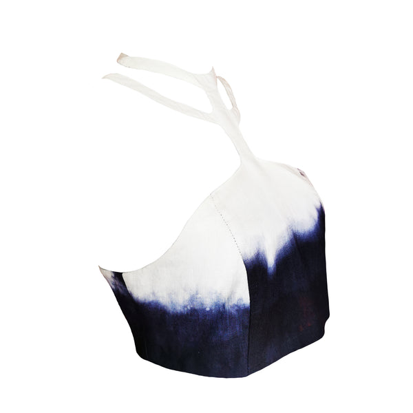 Crop top de lino cuello halter teñido